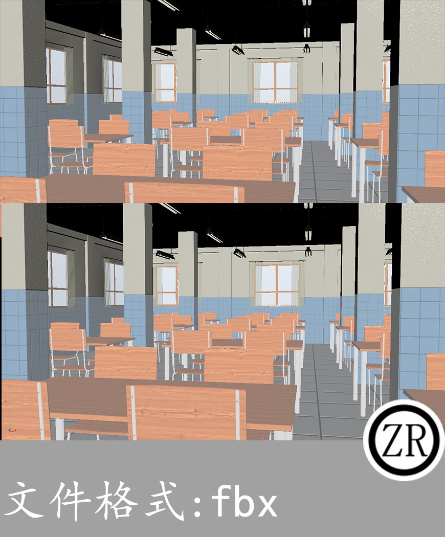 教室桌椅有贴图-场景22