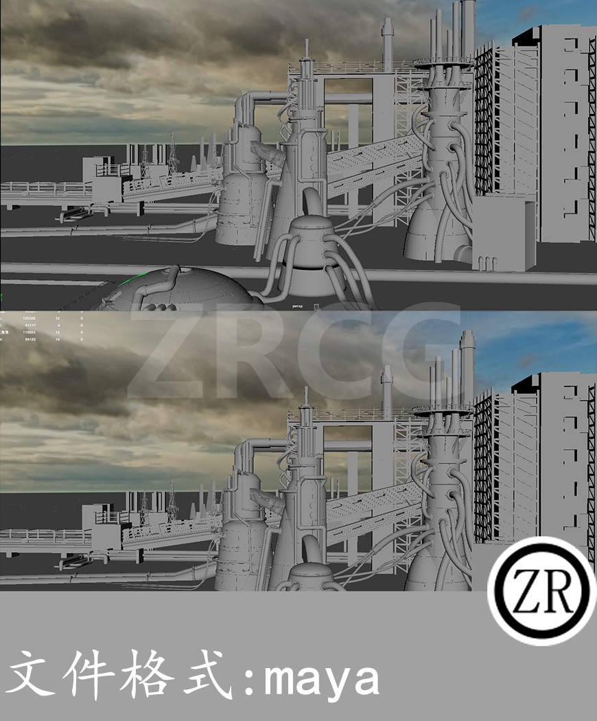 大型工业场景 白模