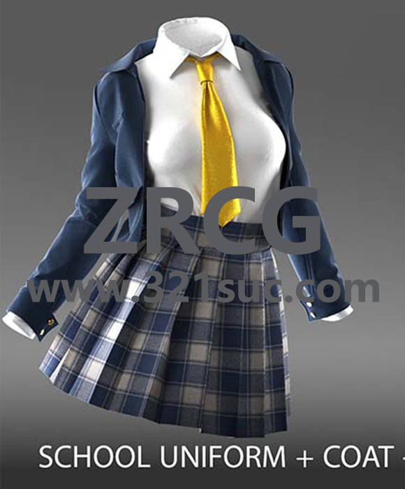 MD服装CLO素材--少女校服外套短裙