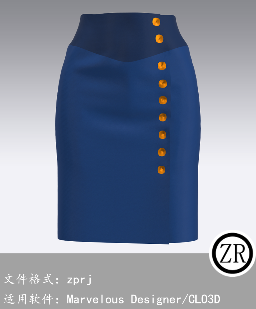 CLO3D/Marvelous Designer  裙子服装 M86