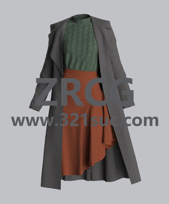 MD服装CLO素材--朋克修身大衣外套时尚套装毛衣不规则裙针织连衣裙