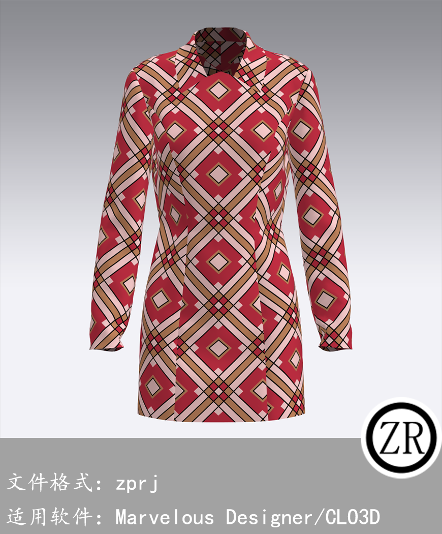 CLO3D/Marvelous Designer  连衣裙服装 M96