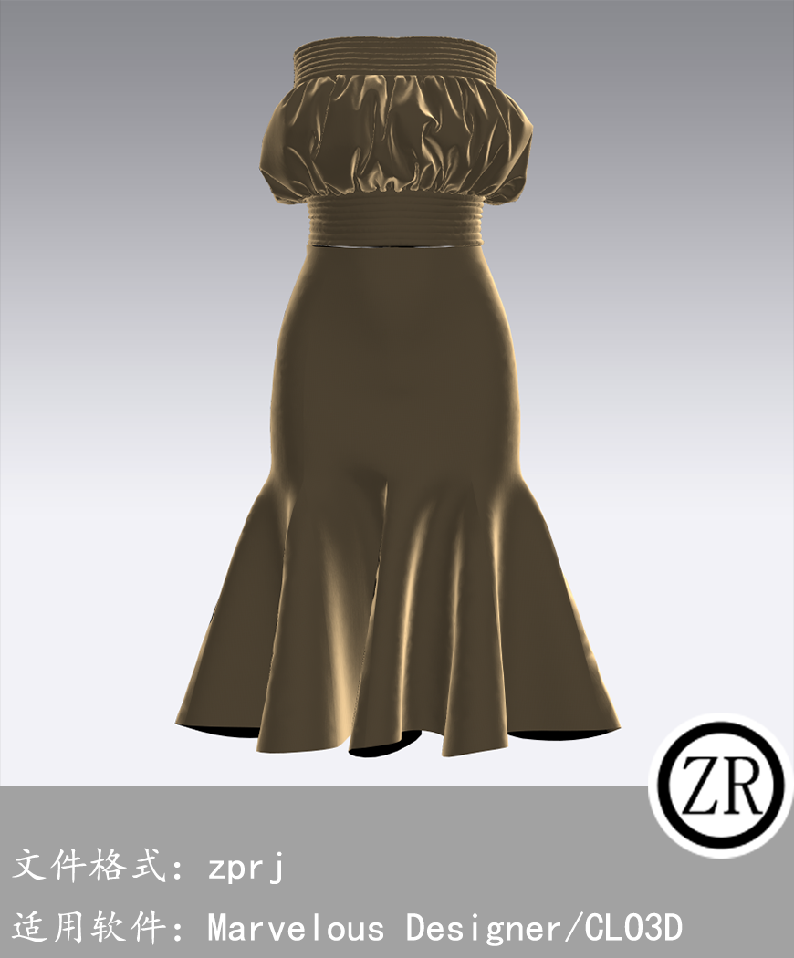 CLO3D/Marvelous Designer  连衣裙服装 M98