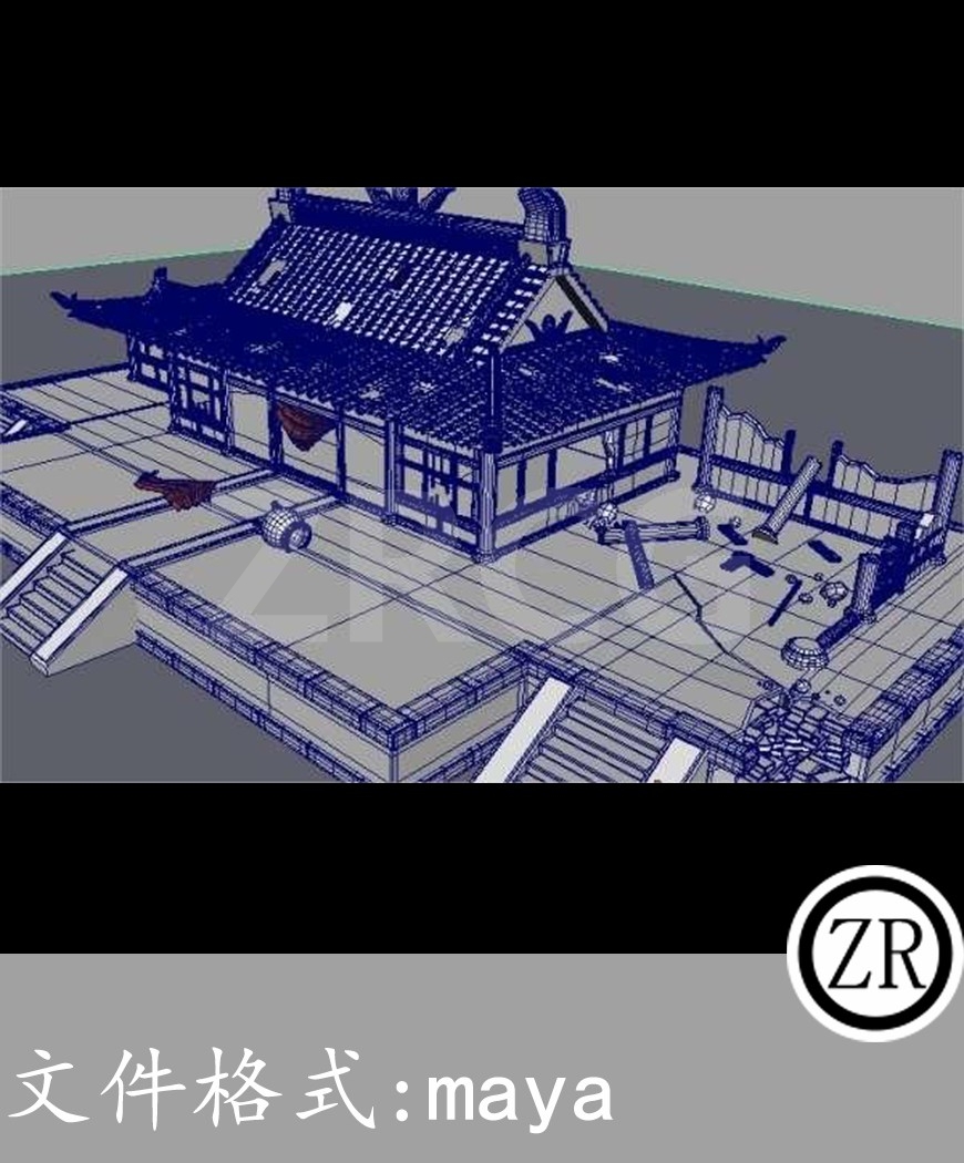 游戏古代废墟宫殿 白模