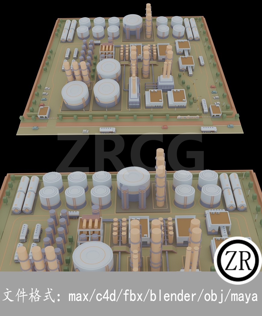 工业工厂场景3D模型素材