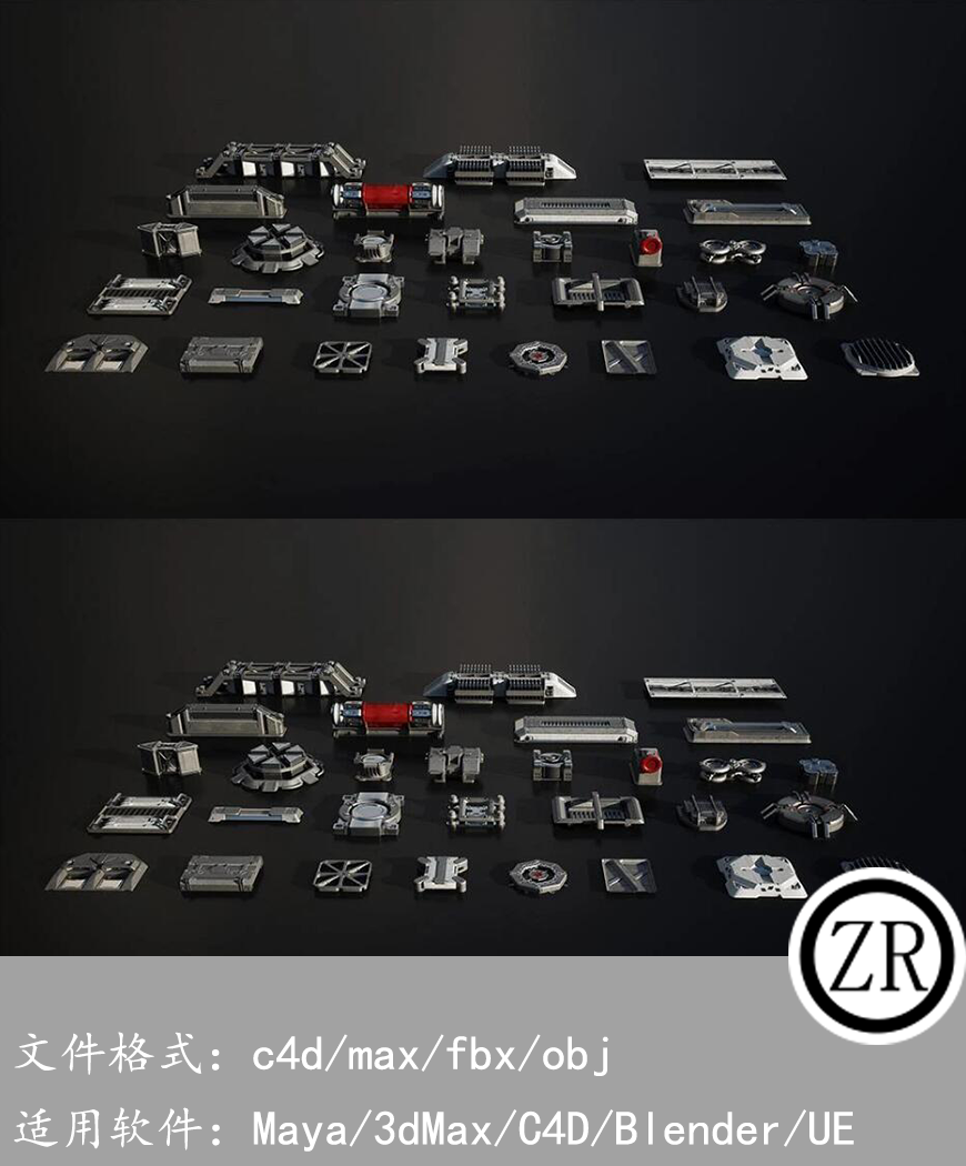 科幻通风管道、排气扇、装置3D模型 Kitbash3d – Greebles