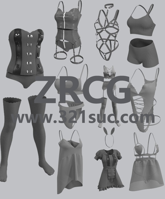 MD服装CLO素材--10套女性内衣胸衣比基尼丝袜