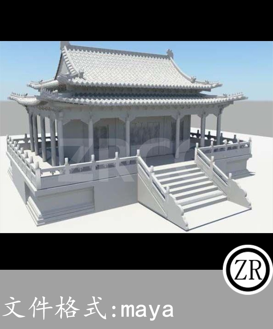 古代皇宫宫殿建筑白模