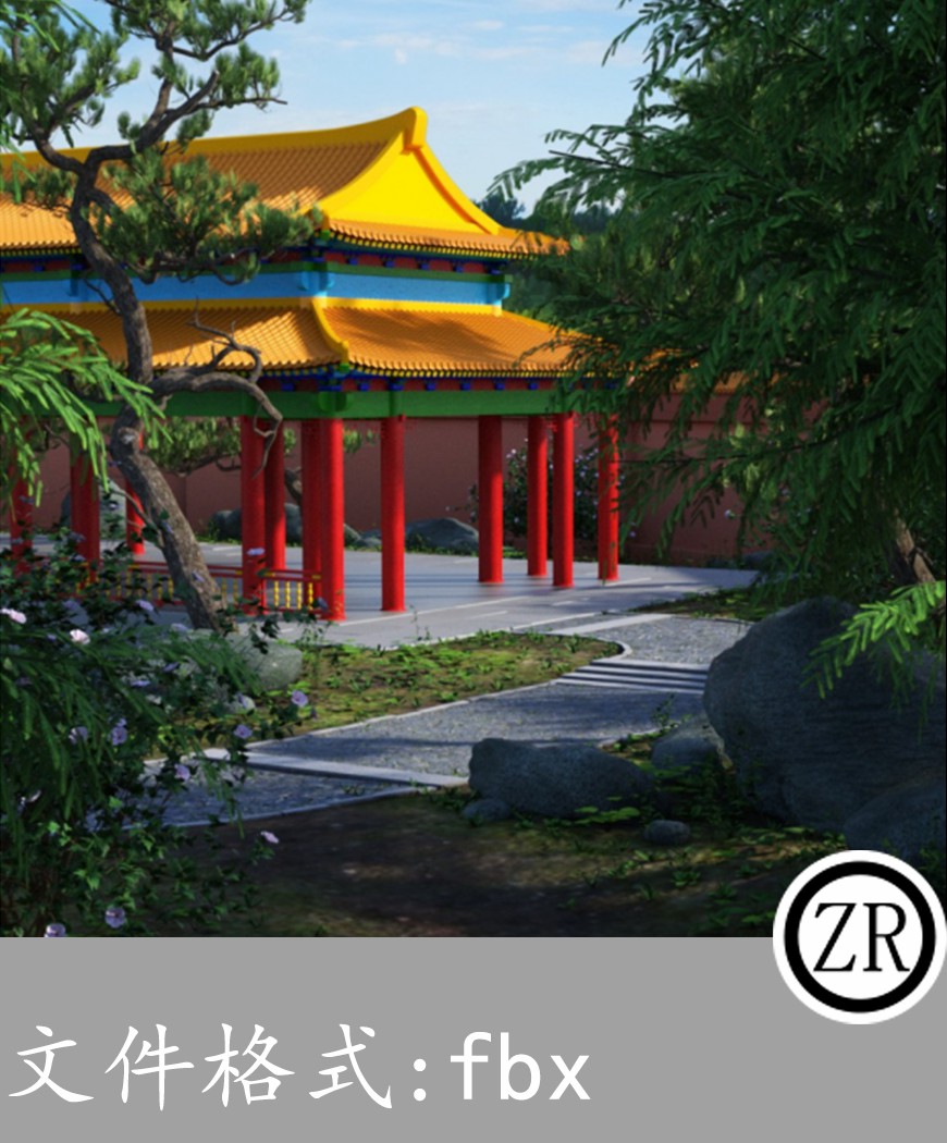 古代庭院树木有贴图-场景32