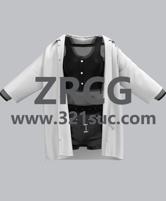 MD服装CLO素材--女性休闲背心短裤宽松外套朋克服装