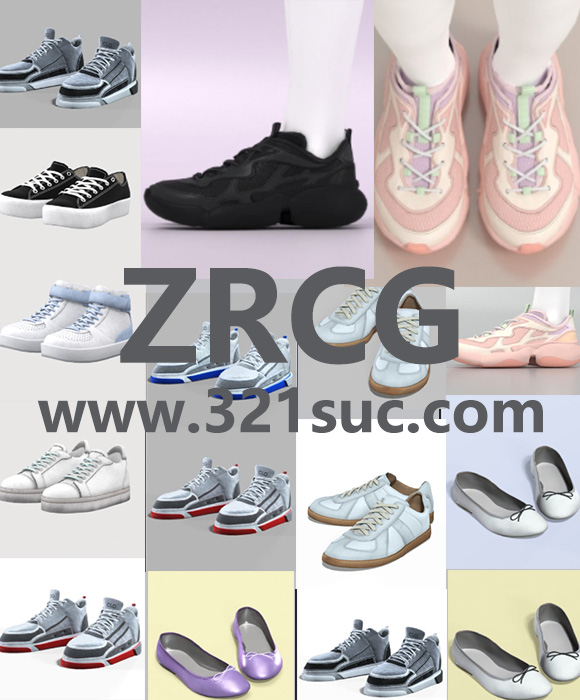 MD服装CLO素材--19款女士运动鞋平底鞋跑步鞋