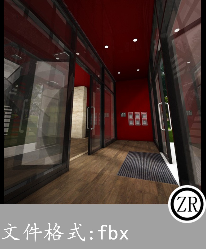 室内玻璃门有贴图-场景35