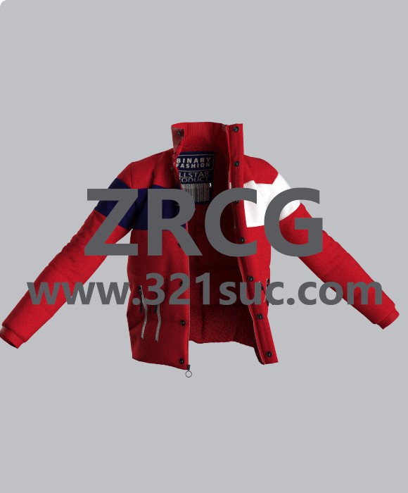 MD服装CLO素材--女性冬季夹克暗扣棉服