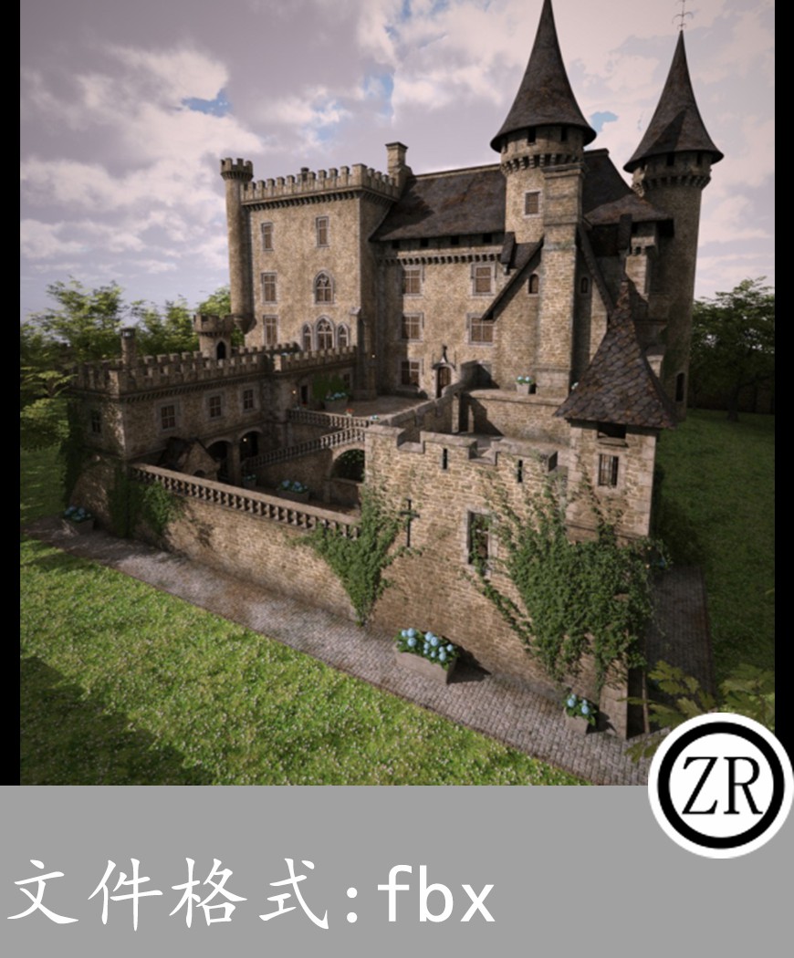 复古城堡建筑有贴图-场景29