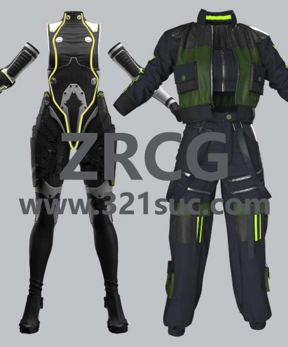 MD服装CLO素材--2款赛博朋克科幻时尚服装