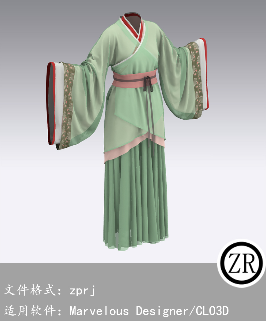 Marvelous Designer/CLO3D 古风服装上衣裙子