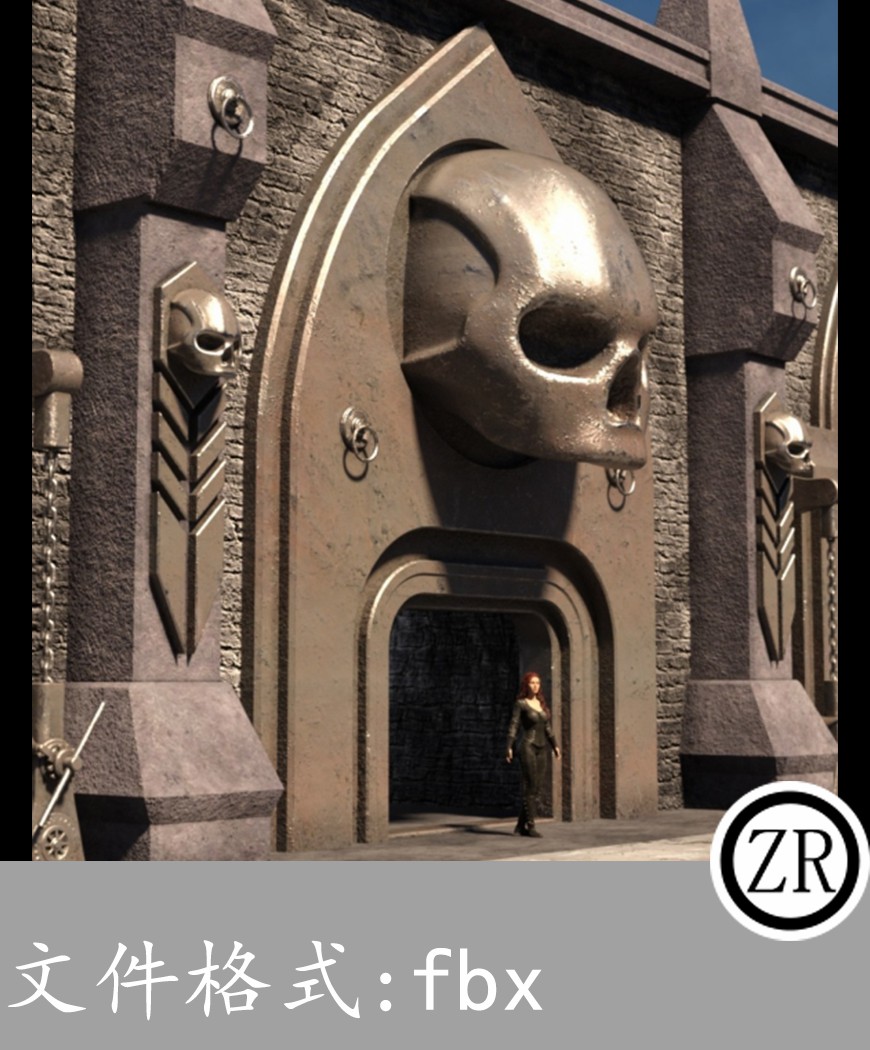 骷髅头建筑有贴图-场景75