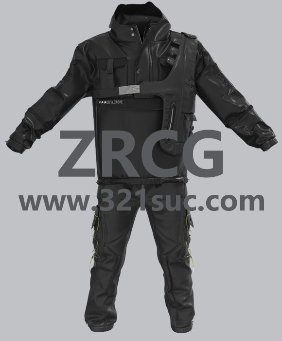 MD服装CLO素材--男士赛博朋克外套马甲裤子