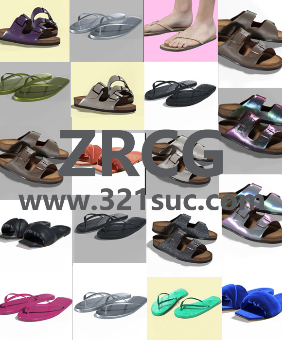 MD服装CLO素材--19款女士人字拖凉拖鞋