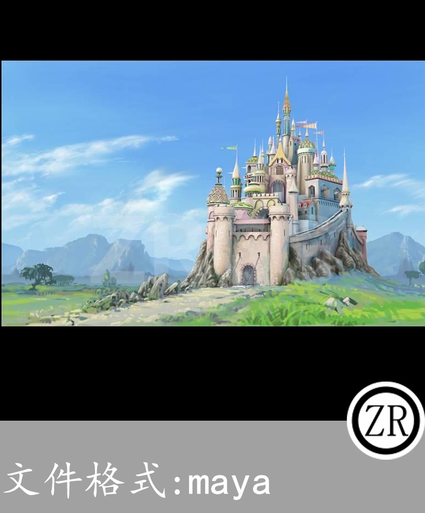 卡通风格的欧洲城堡白模