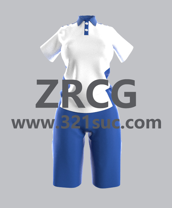 MD服装CLO素材--2款女性校服运行套装