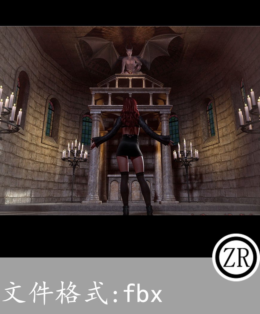 古老室内蜡烛有贴图-场景74