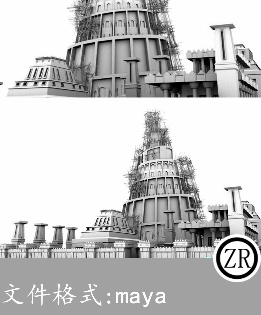 maya 埃及建筑白模