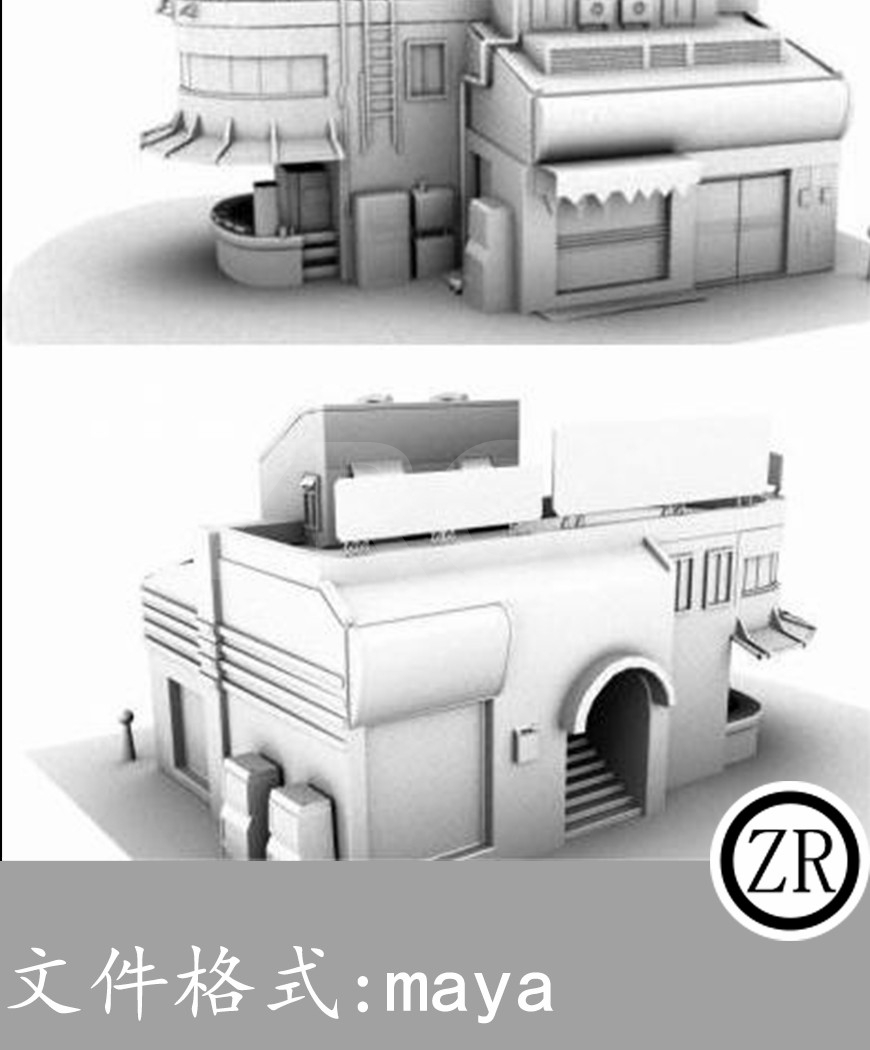 [Maya]卡通便利店模型白模