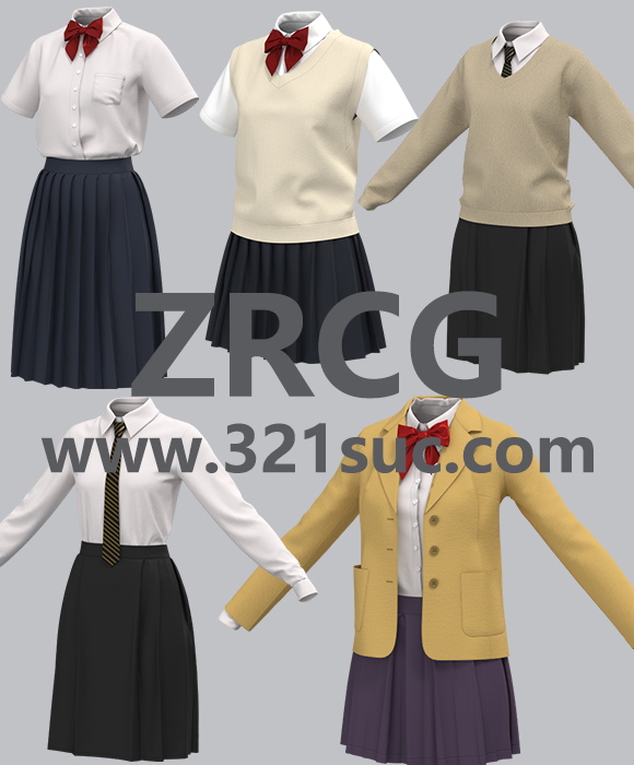 5款西式男女校服衬衫百褶裙JK裙外套