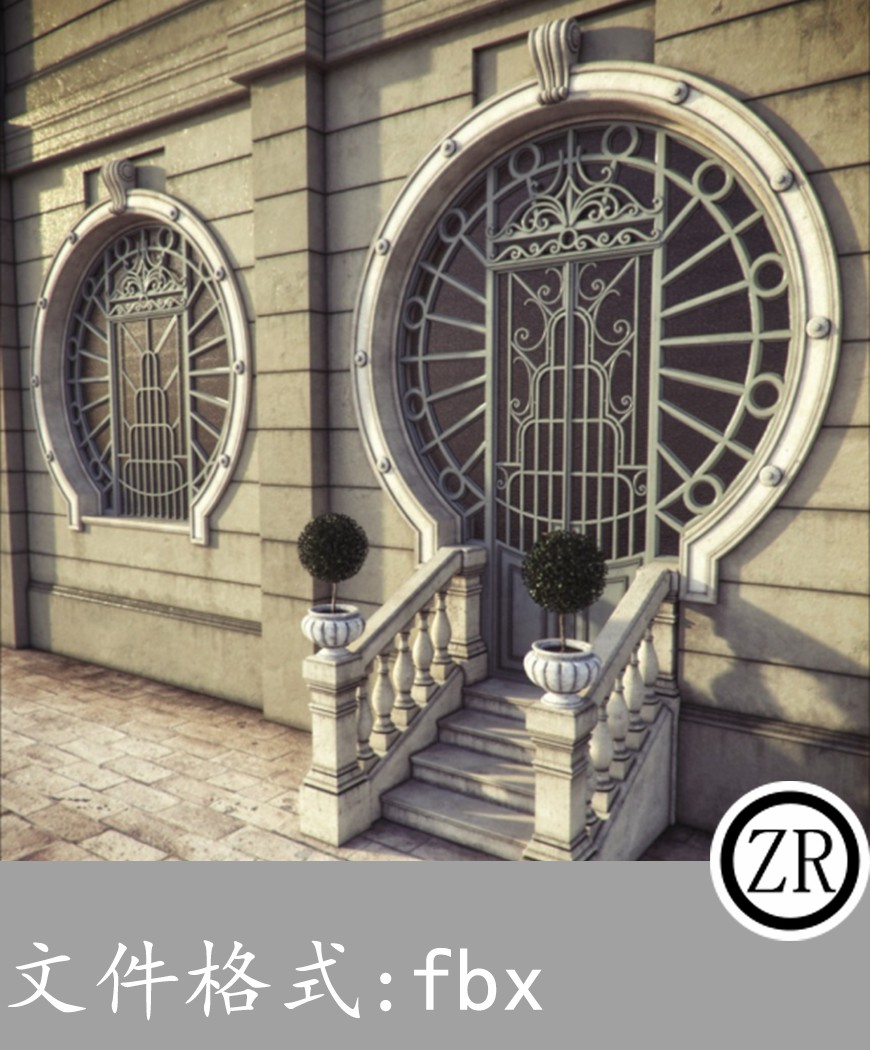 楼梯铁门 有贴图-场景78