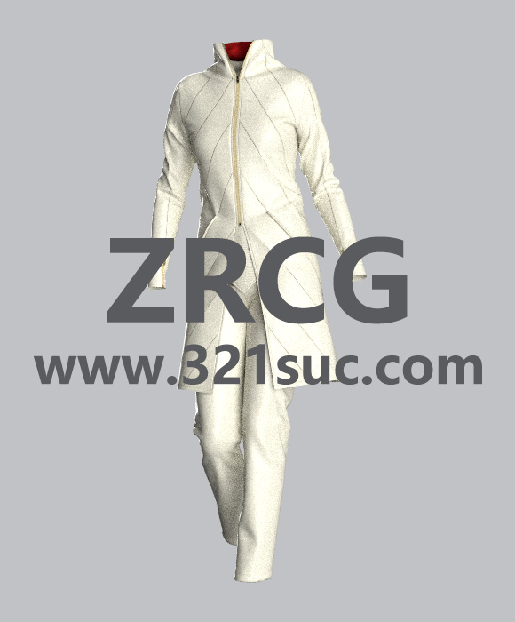 MD服装CLO素材--修身大衣外套时尚套装长裤休闲套装